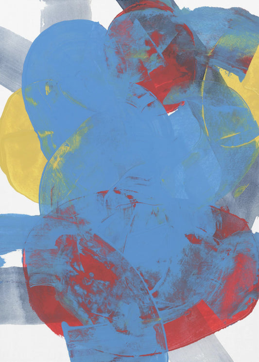 Abstract Blue Red Yellow Shapes 2 | Poster