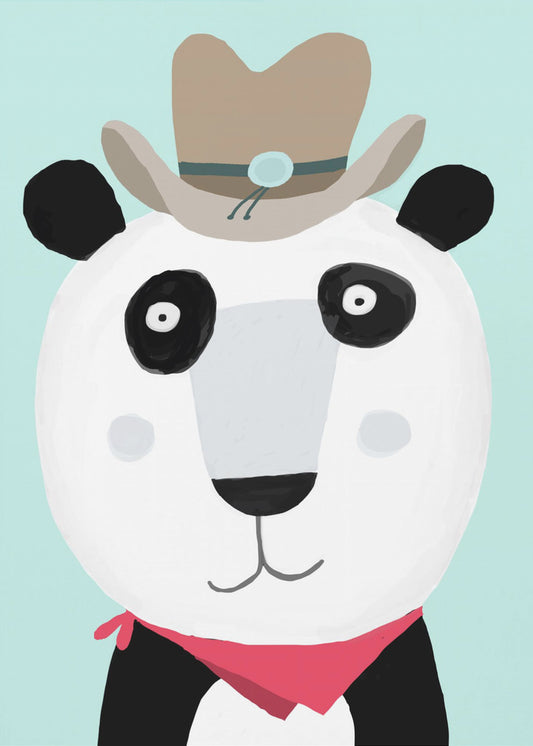 Funny Panda with Cowboy Hat by Artist Carla Daly | Canvas