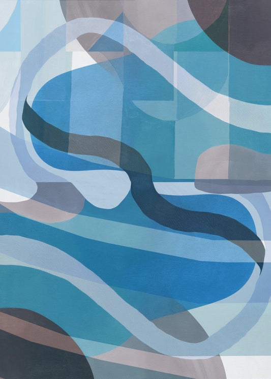 Abstract Blue and Neutral Swervy Shapes 1 | Poster