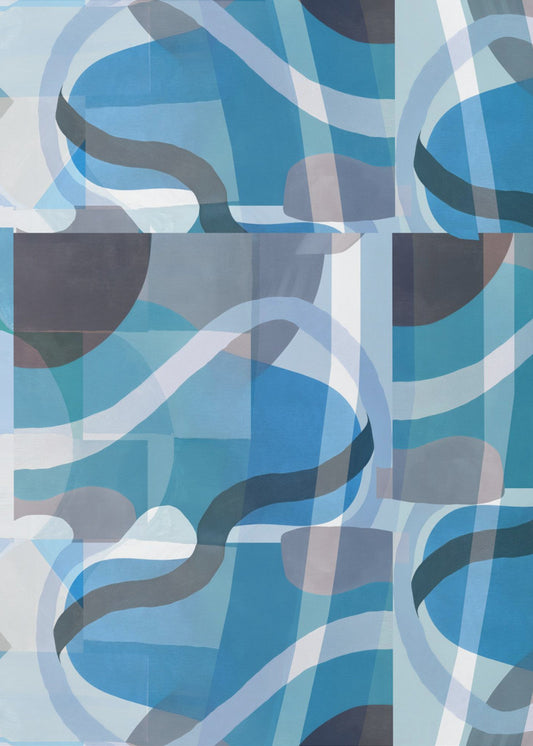 Abstract Blue and Neutral Swervy Shapes 3 | Poster