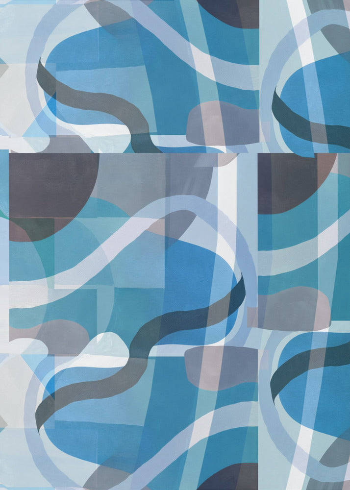 Abstract Blue and Neutral Swervy Shapes 3 | Canvas