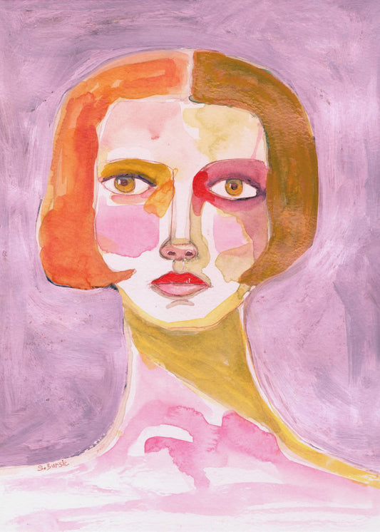 Lady with Bob haircut Mauve Lilac | Poster