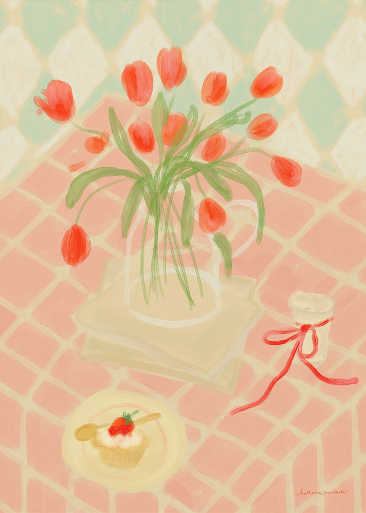 Red Tulips Summer Picnic | Canvas