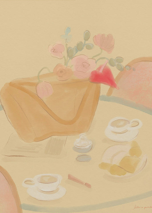 Coffee Date With Flowers | Poster