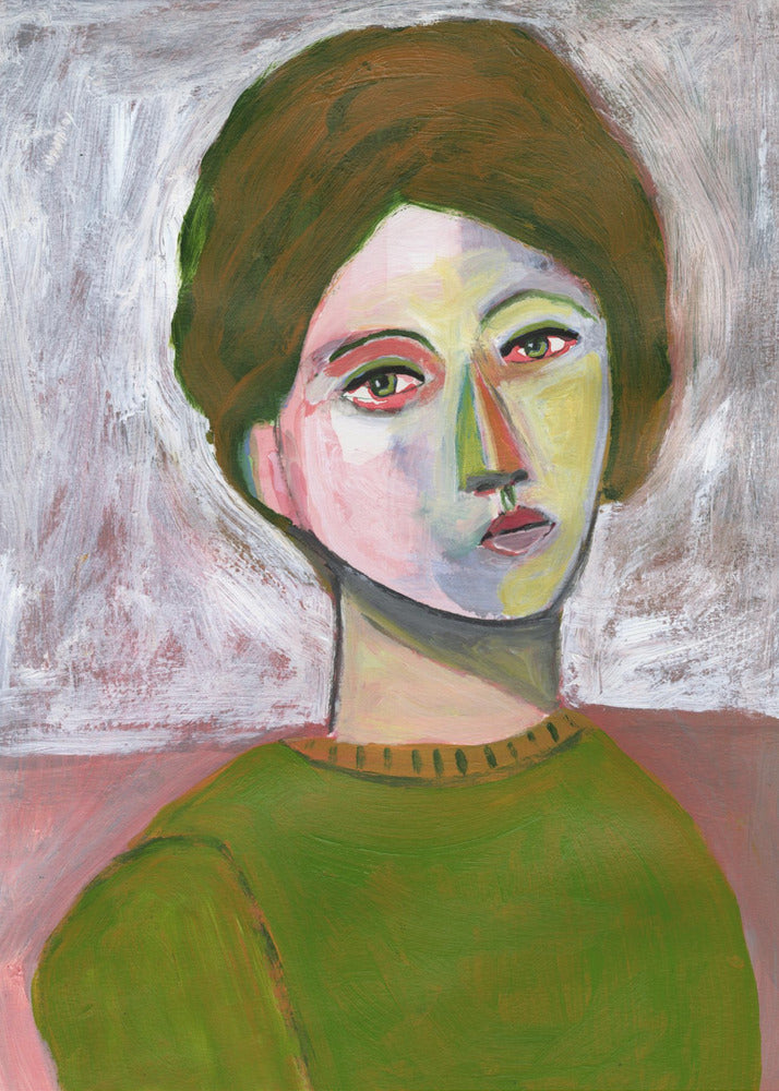 The woman in the green sweater | Canvas