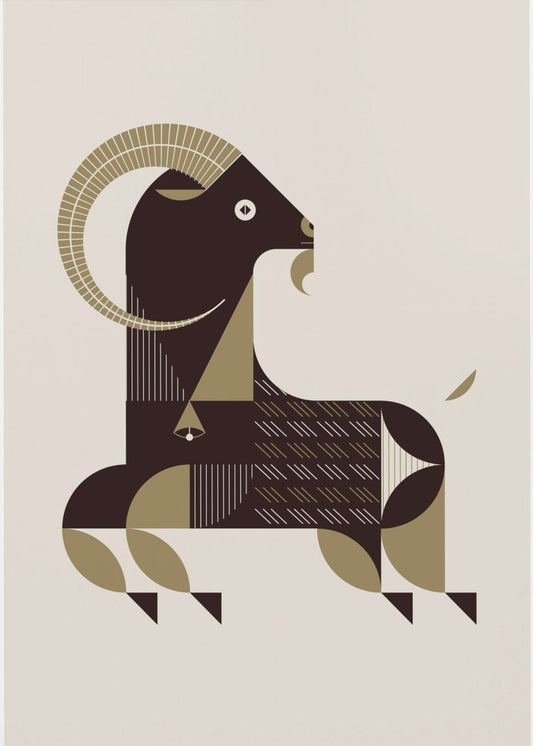 Golden Animals - Kri Kri Goat (White) | Poster