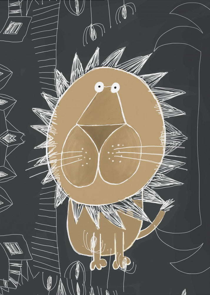 Cute Lion with Jungle Doodle by Artist Carla Daly | Canvas