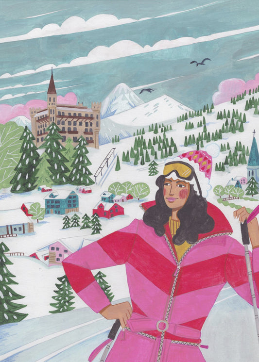 Winter Scene Woman Skiing | Poster