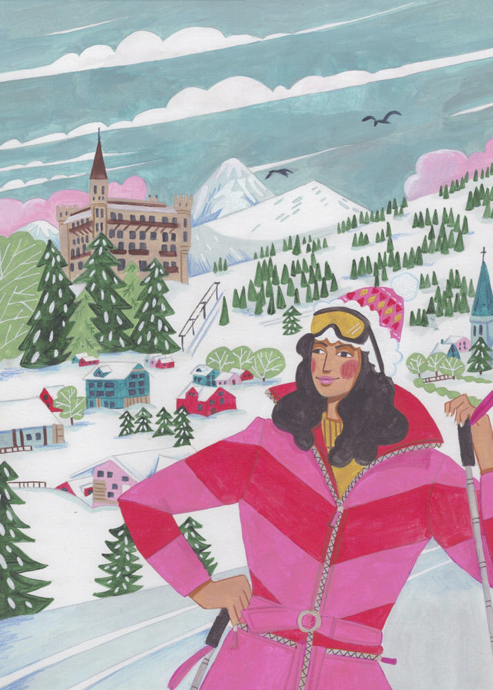 Winter Scene Woman Skiing | Canvas