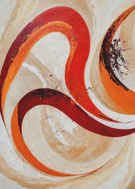 Red And Orange Swirls On A Neutral Background | Poster