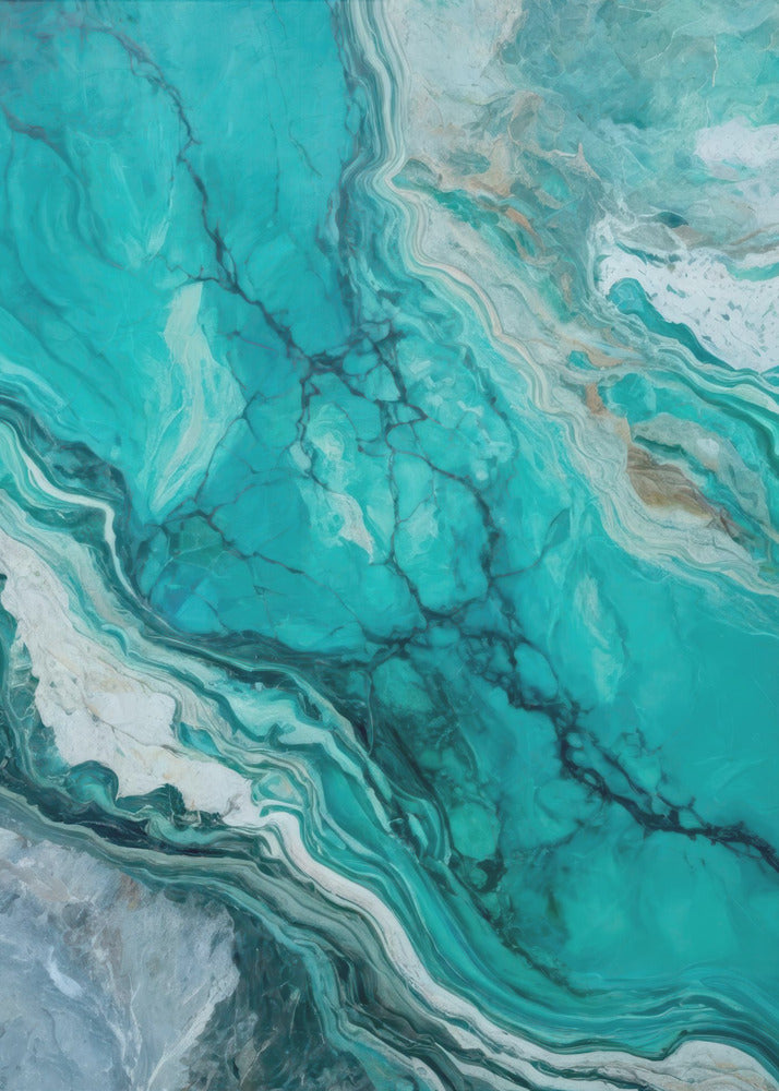 Abstract Patterns With Swirling Turquoise | Poster