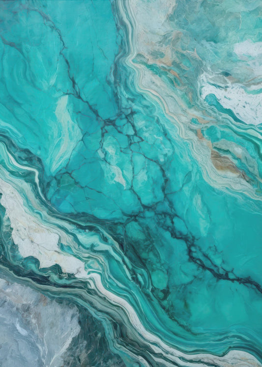 Abstract Patterns With Swirling Turquoise | Poster