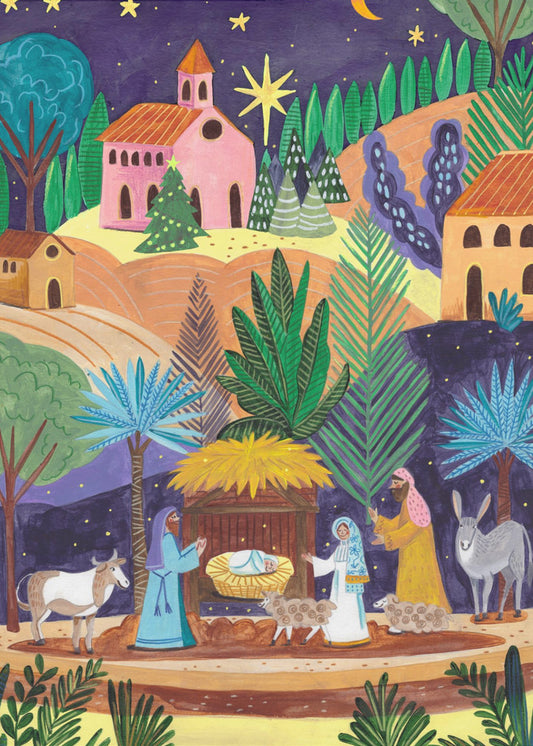 Nativity Scene starry night | Canvas