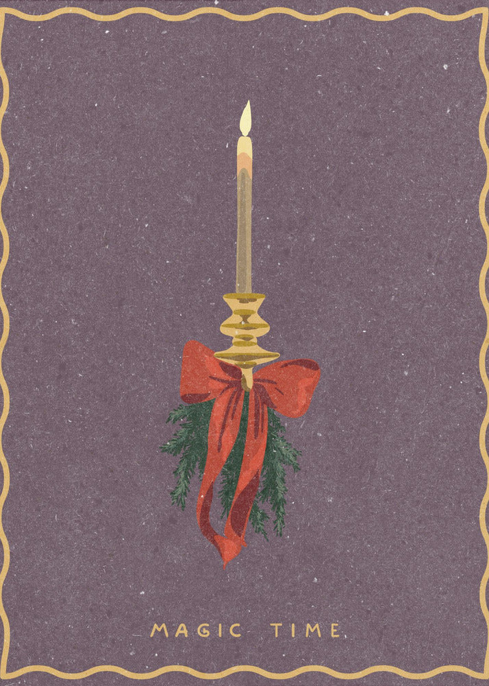 Candle with bow and spruce sprigs | Canvas