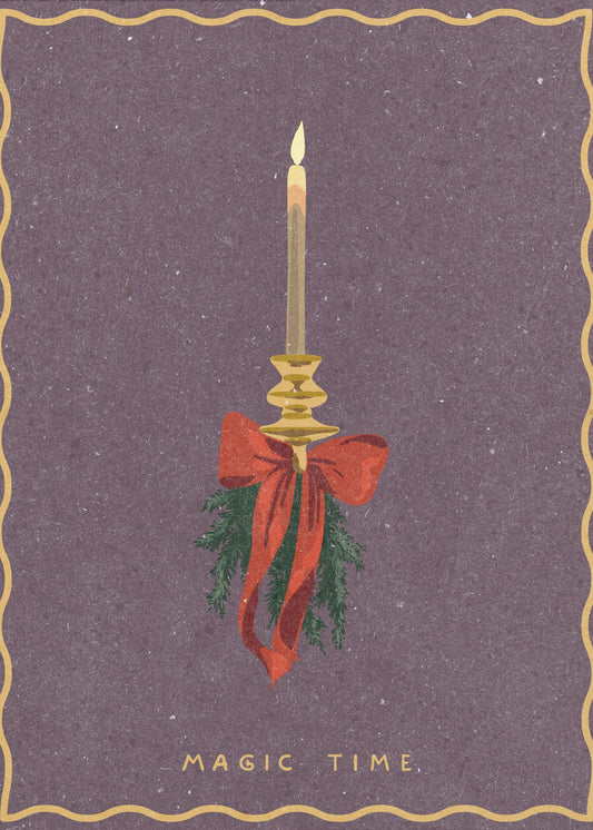 Candle with bow and spruce sprigs | Canvas