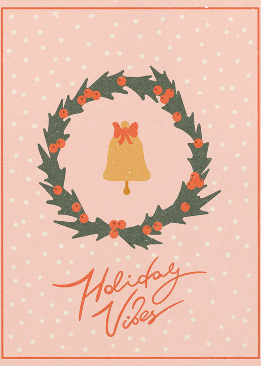 Christmas wreath with bell and bow | Poster