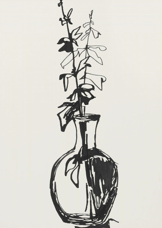 Leaves in a vase ink sketch | Canvas