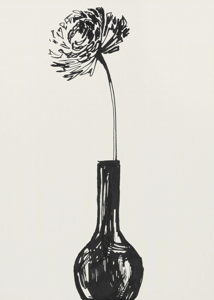 Flower in a vase ink sketch | Poster