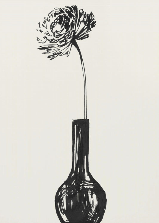 Flower in a vase ink sketch | Canvas