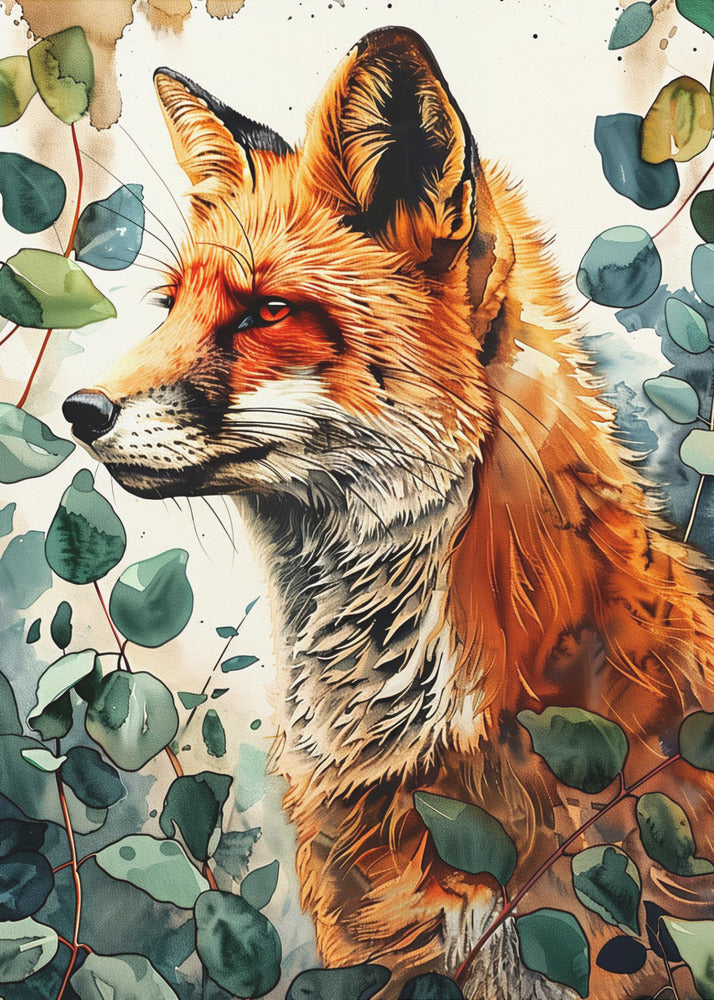 Animal watercolor art Fox 10 | Canvas