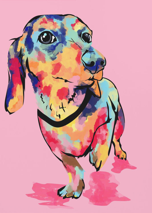 Rainbow Pup, Cute and Colorful Dog | Canvas