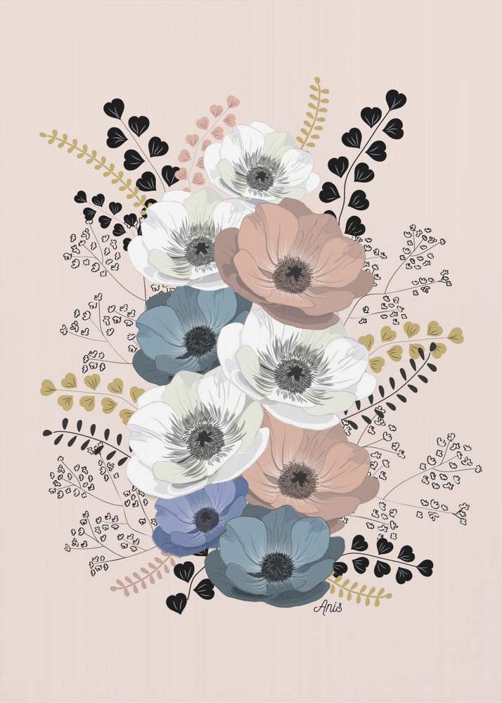 Anemones Floral Bouquet | Canvas