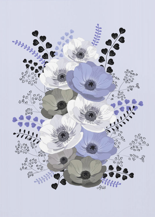 Anemones Floral Bouquet Blue | Canvas