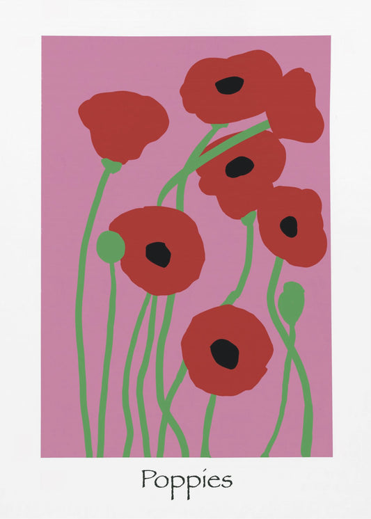 Poppies Flowers pink and red | Canvas