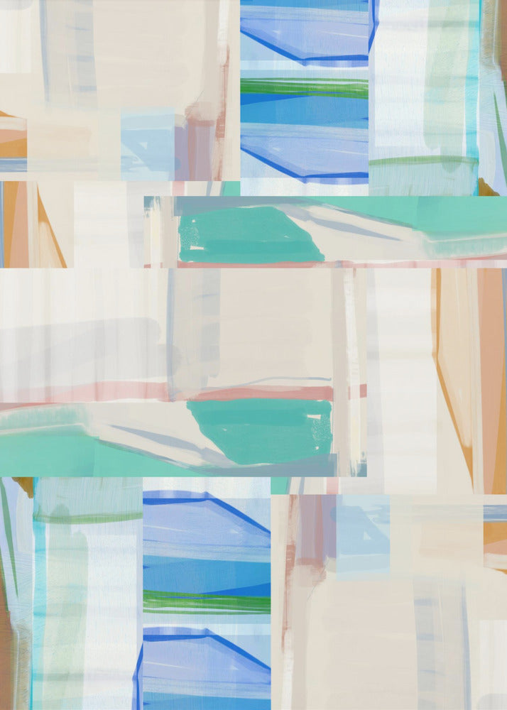 Blue Green Shapes No1 | Poster
