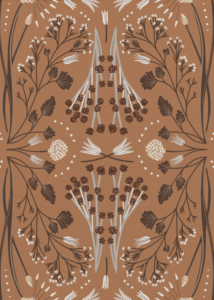 Folk Mirrored Botanicals - Earth Tones | Poster