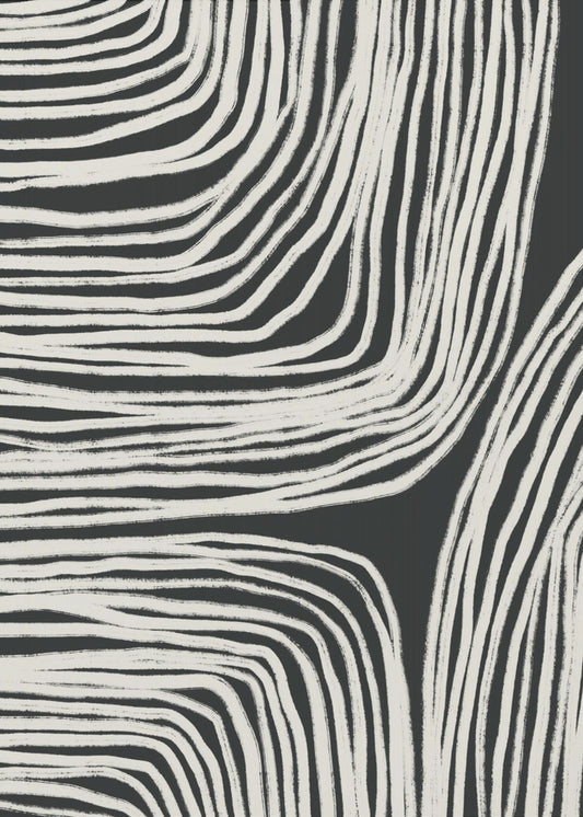 Monochrome Organic Wavy Lines | Canvas