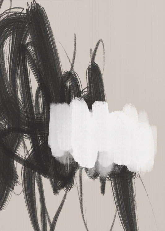 Expressive Black and White Brushstrokes | Canvas
