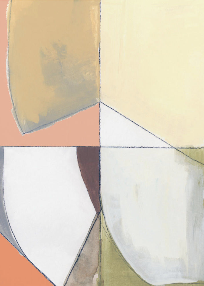 Dusty Pink Yellow Abstract No1 Art Print | Canvas