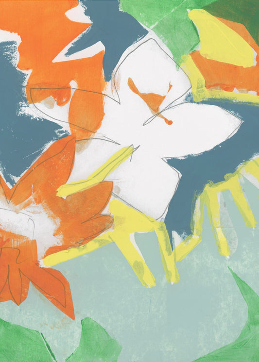 Soft Rustic Bright Florals No1 Print | Canvas