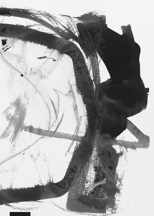 Black &amp; Grey Ink Abstract Art Print | Canvas