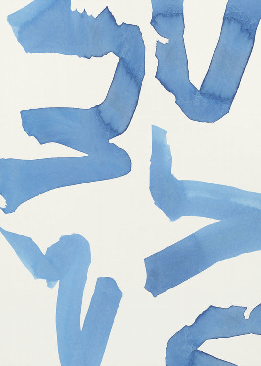 Abstract Blue Brushstrokes Art Print No2 | Poster