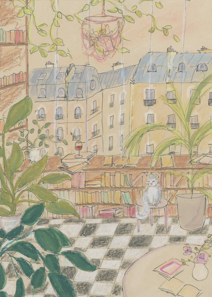 Antique Parisian Book Store Cat | Canvas