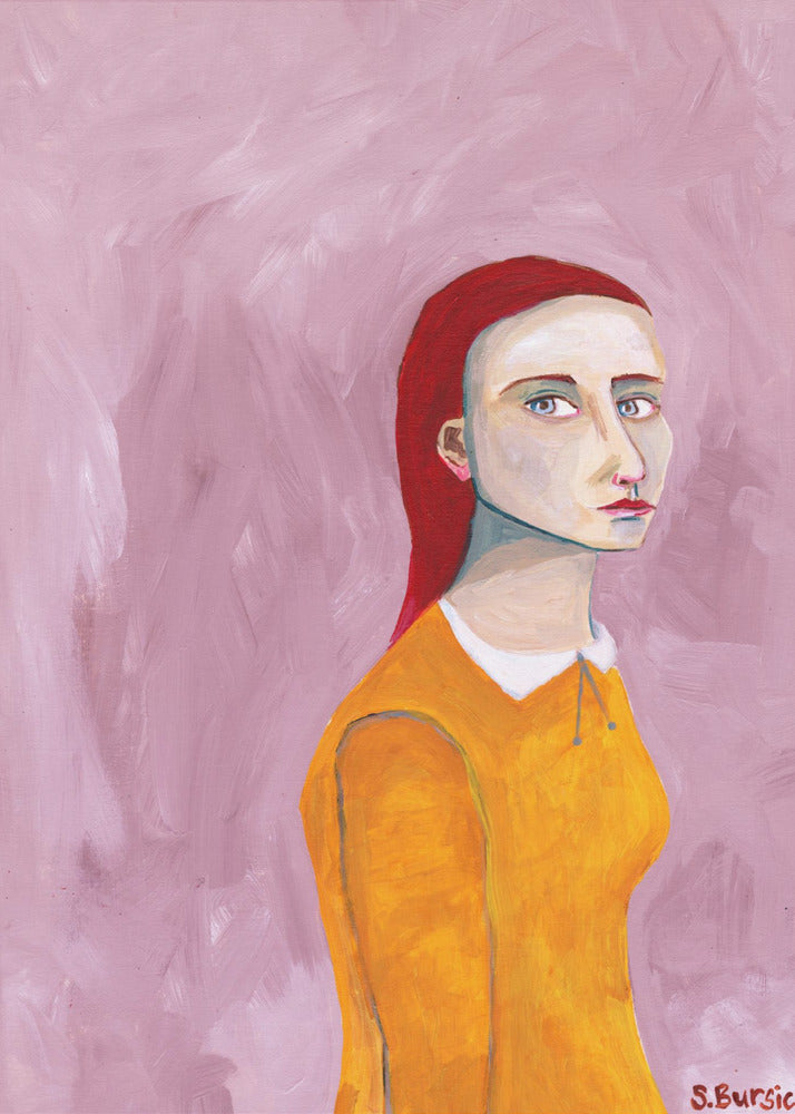 Lady in the Yellow Dress and pink background | Poster