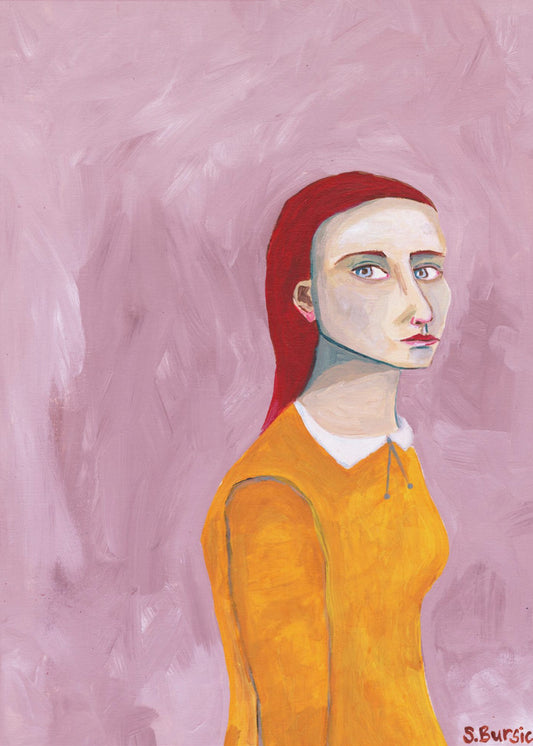 Lady in the Yellow Dress and pink background | Poster