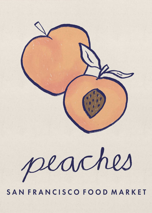 Food Art - Peaches San Francisco Food Market | Poster