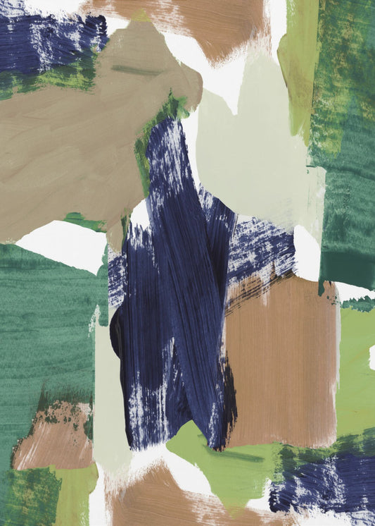 Abstract Blue Green Beige No 1 | Poster