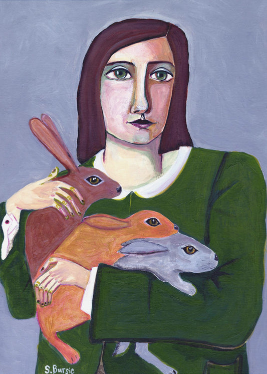 Lady with Three Rabbiets | Poster