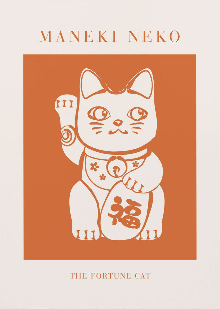Maneki-neko Cat Orange | Canvas