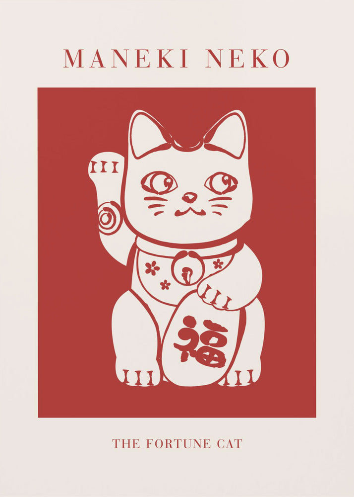 Maneki-Neko Cat Red | Poster
