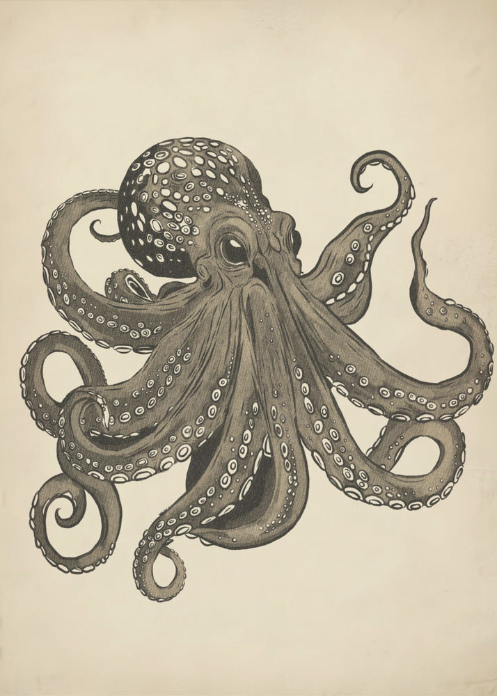 Octopus vintage handpainted | Poster