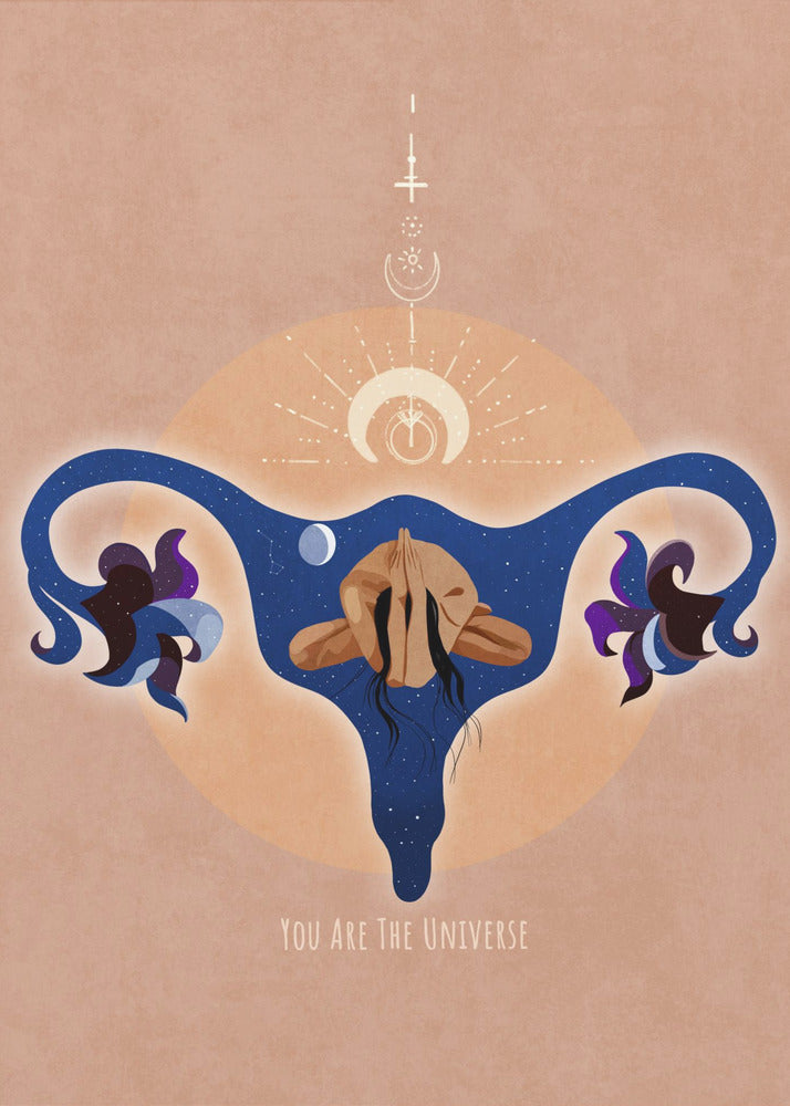 Spiritual, Feminine, Energy, Stars, Moon, Vulva,  Meditation, Yoga, and Inspiration Poster Spir 1b | Poster