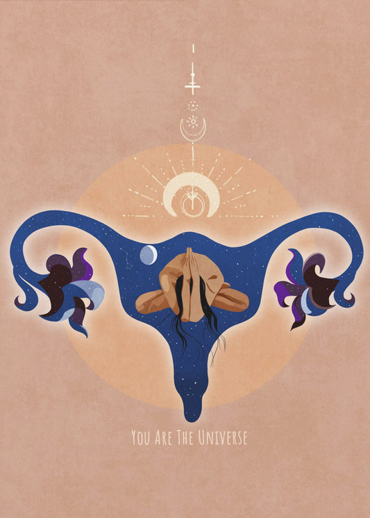 Spiritual, Feminine, Energy, Stars, Moon, Vulva,  Meditation, Yoga, and Inspiration Poster Spir 1b | Canvas