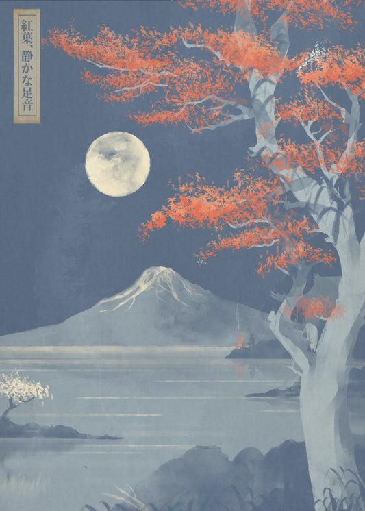 Crimson Leaves, Silent Steps | Canvas