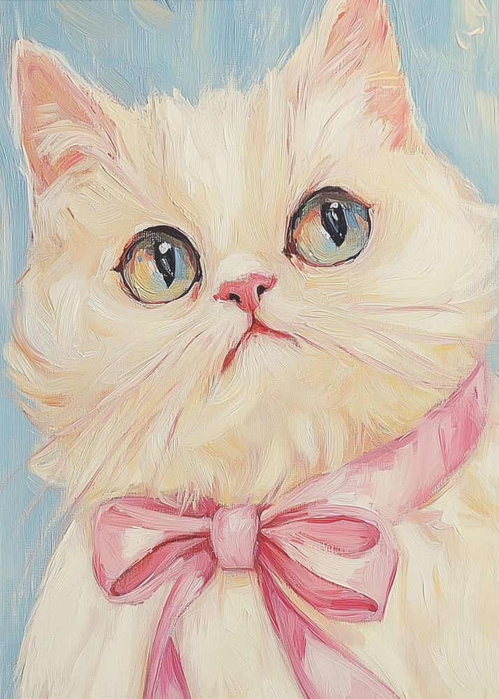 Pink Bow White Cat | Poster