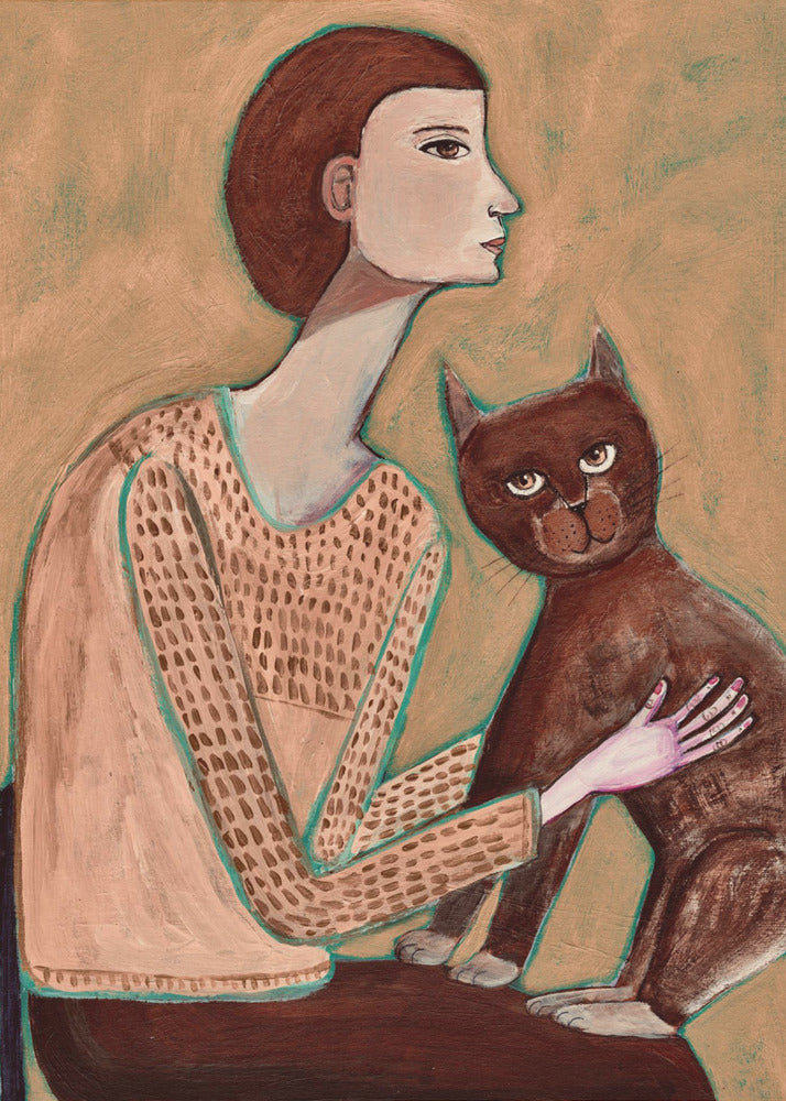 Woman with cat | Canvas